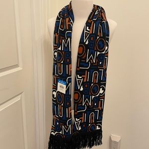 Columbia Knit Lodge Scarf Print Reversible Navy Blue Unisex Ski Snow logo NEW